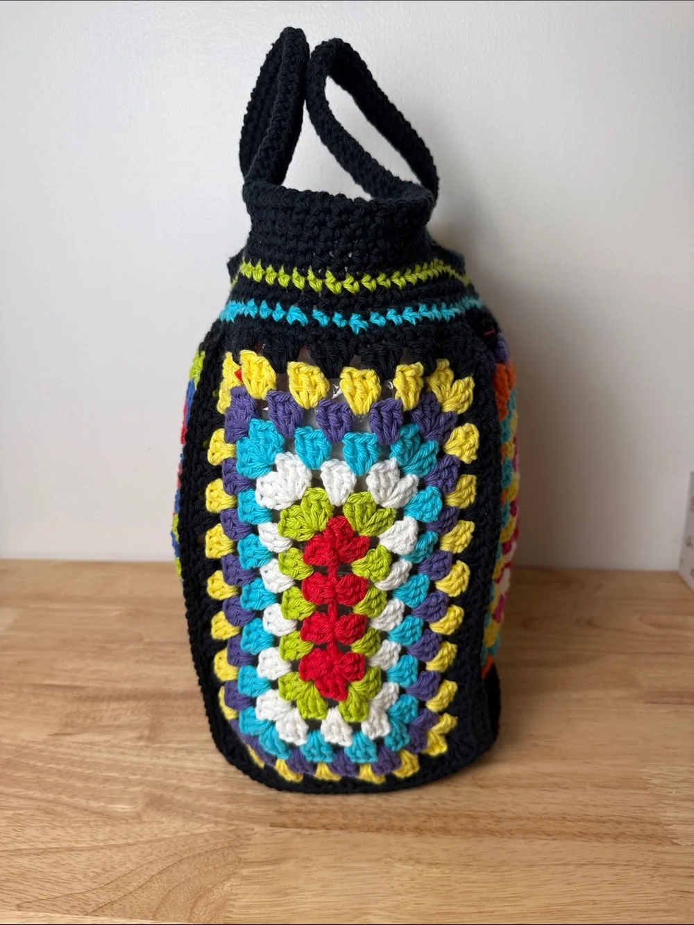 Handmade Crochet Granny Tote Beach Bag Boho